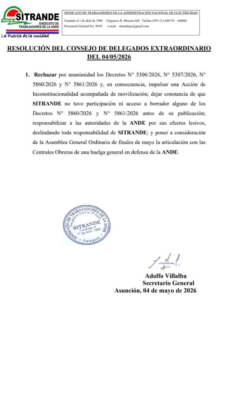 Resolución de Sitrande.
