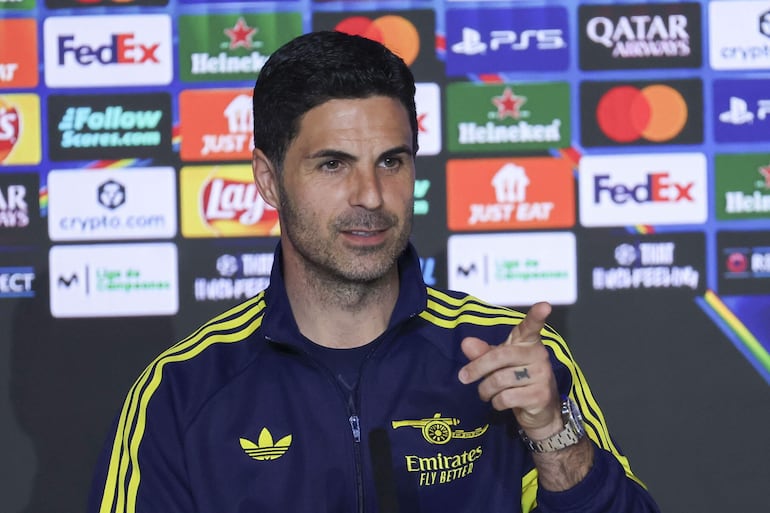  El técnico español del Arsenal, Mikel Arteta (44 años), durante la rueda de prensa.