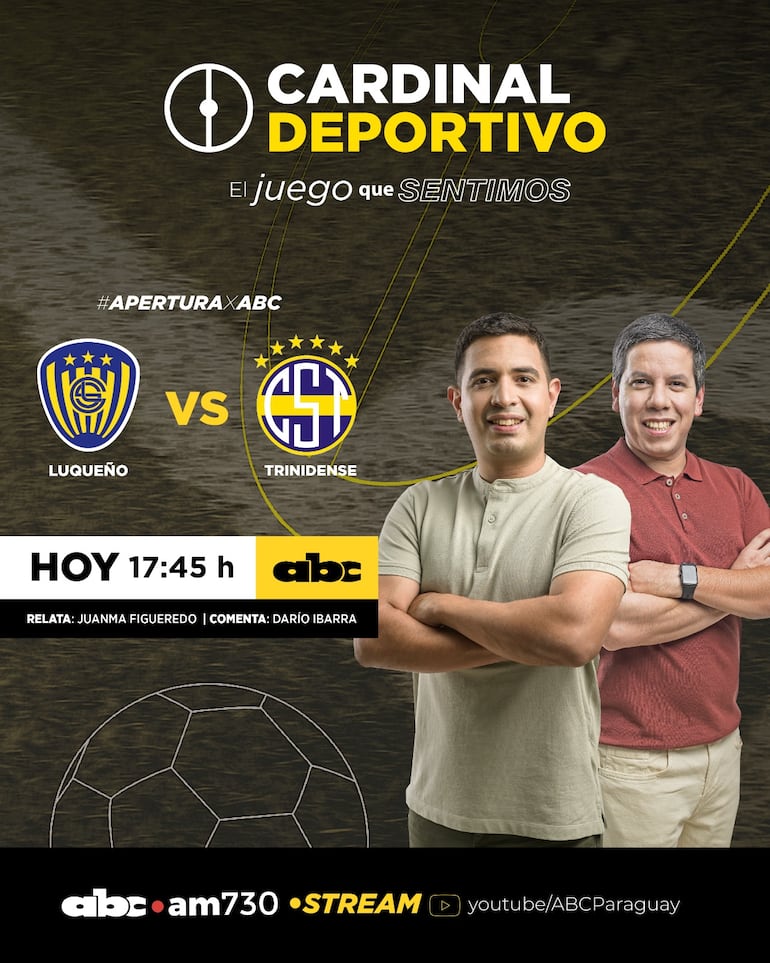 Sportivo Luqueño vs. Sportivo Trinidense por ABC Cardinal 730 AM y ABC Paraguay en Youtube.