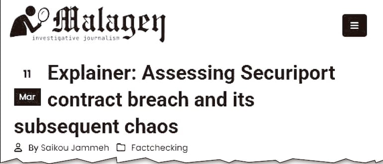 El medio Malagen publicó irregularidades  en Gambia que llevaron a que se hagan investigaciones.