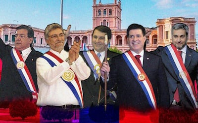 Los últimos expresidentes: Nicanor Duarte Frutos, Fernando Lugo, Federico Franco, Horacio Cartes y Mario Abdo Benítez.