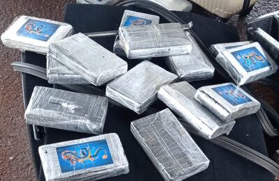 La droga incautada por los agentes de la Policía Rodoviaria Federal de Cascavel.