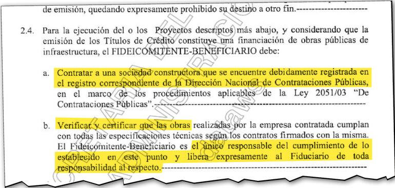 Punto 2.4 incisos a y b de la cláusula segunda del contrato de 23 hojas.
