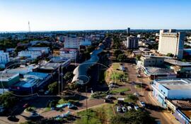 Ciudad de Pedro Juan Caballero, desde el cielo.