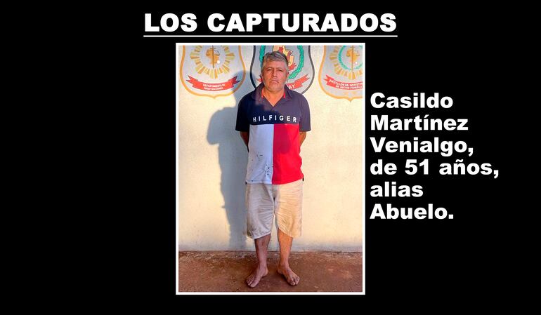 Casildo Martínez Venialgo, alias Abuelo, supuesto sicario, capturado en San Pedro de Ycuamandyyú.