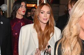 Lindsay Lohan llegando a la función especial de la nueva película de Netflix, "Irish Wish", en el Paris Theater de New York.