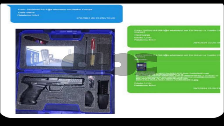 Conversaciones entre Jorge Rodríguez y personas interesantes en la compra ilegal de armas de fuego, extraídas bajo autorización judicial de su celular.