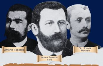 Antonio Taboada, Mayor Eduardo Vera y Juan B. Machaín, fundadores del Centro Democrático, hoy PLRA.