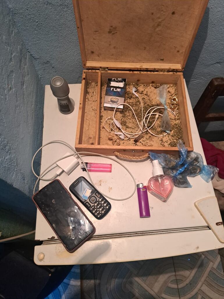 Evidencias encontradas en poder del detenido.