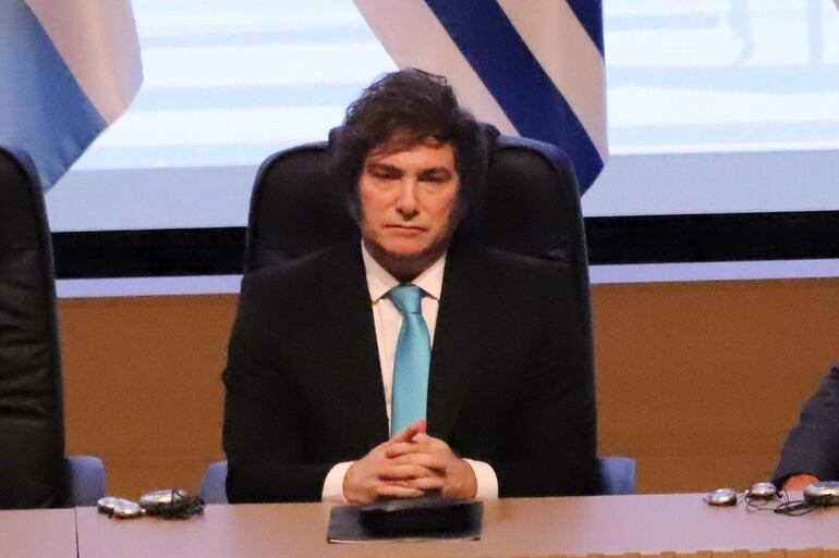 El presidente de Argentina, Javier Milei, en la ceremonia de la Firma del acuerdo Mercosur-Unión Europea.