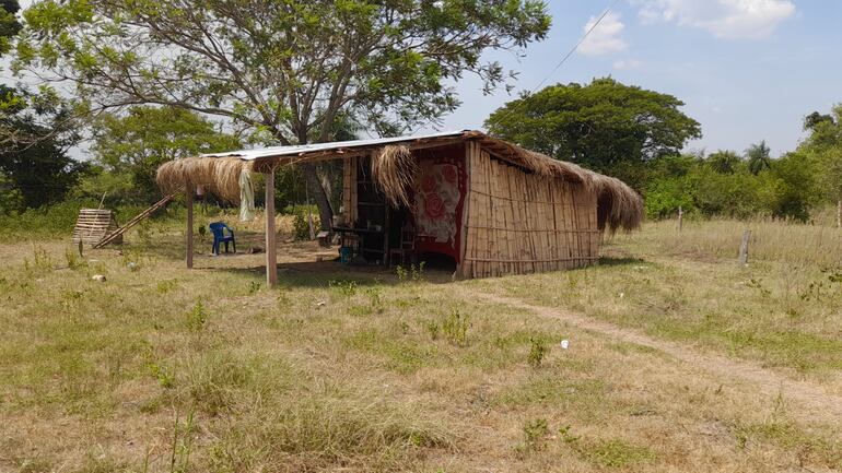 La humilde vivienda de la familia Bordón Villan, ubicado en la compañia Ka´aguy Cupé del distrito de Mayor Martinez.