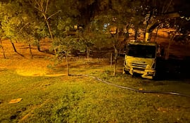 Limpieza de reservorio en el parque Carlos Antonio López.