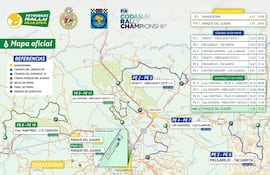 Mapa oficial del Rally del Guairá 2026.