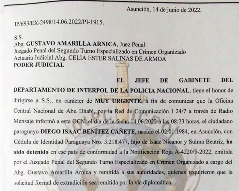 Detalles de la comunicación oficial, enviada ayer por la Policía.