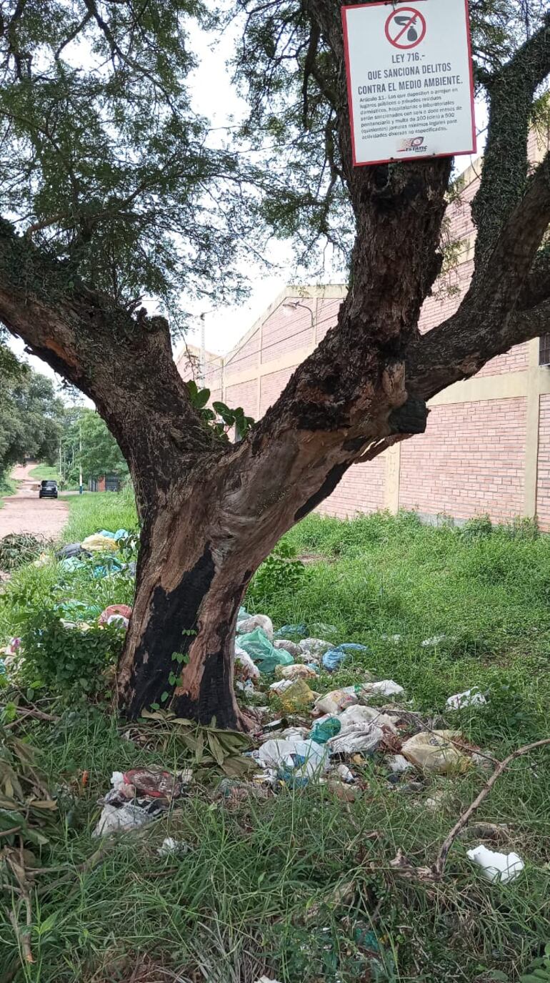 Los vecinos indignados ya que justamente aquí se colocó un letrero que pide: No arrojar basuras.