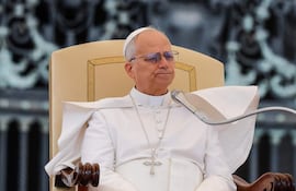 FEl papa León XIV durante la audiencia semanal en la Plaza de San Pedro el Vaticano.