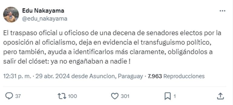Eduardo Nakayama sobre renuncia de Penner a Patria Querida.