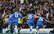 El paraguayo Diego Gómez (25), futbolista de Brighton, celebra un gol en el partido frente a Crystal Palace por la fecha 7 de la Premier League en el Amex Stadium, en Brighton, Inglaterra.