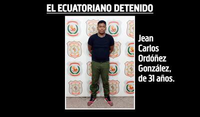 Jean Carlos Ordóñez González, ecuatoriano detenido. Vivía clandestinamente en Paraguay, donde incluso tiene familia.