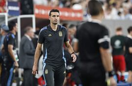 Lionel Scaloni, seleccionador de Argentina, en el partido frente a Canadá por las semifinales de la Copa América 2024 en el MetLife Stadium, en East Rutherford, New Jersey.