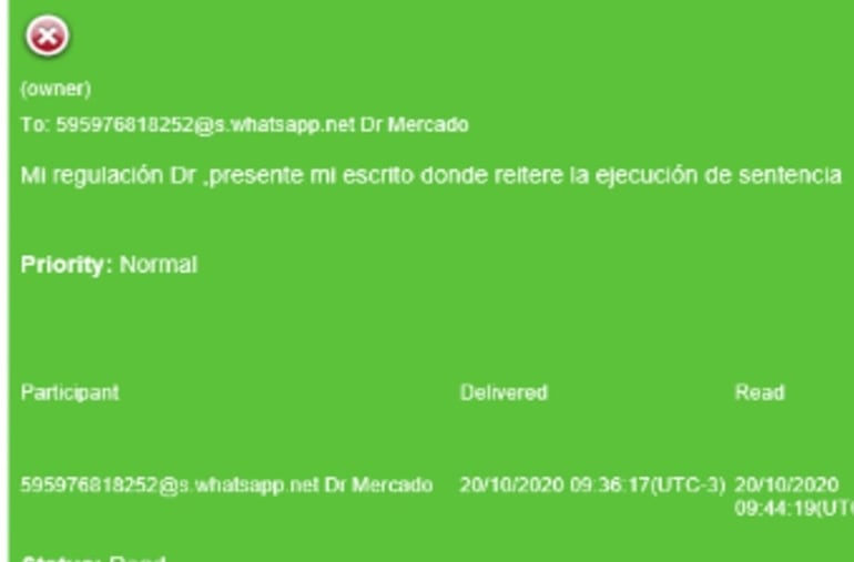 Chats entre abogada Ilsa Paredes y el jue Nelson Mercado