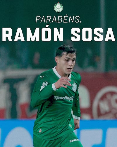 Ramón Sosa Acosta, Amiguito, futbolista del Palmeiras y la selección paraguaya, cumple 26 años.