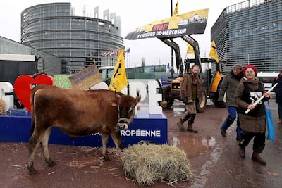 Manifestación en Francia contra el acuerdo Mercosur-UE.