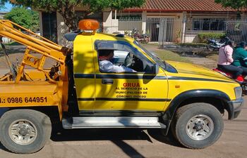 La grúa que estará operando en Coronel Oviedo.