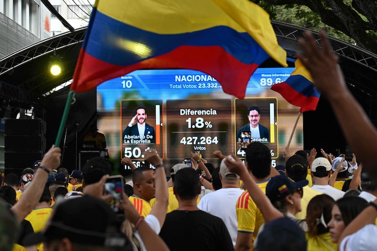 Seguidores del candidato presidencial por el movimiento "Defensores de la Patria" celebran la victoria. 