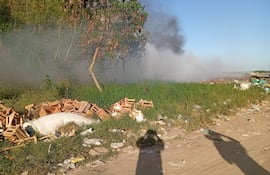 Incendio en el vertedero municipal de basura en Pilar.