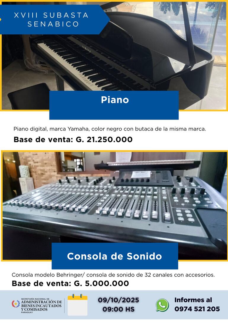 Detalles de la subasta de bienes de Wilfrido Cáceres.