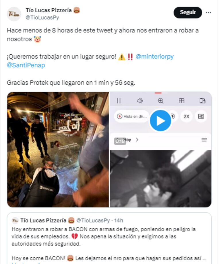 Lamentan asalto en locales gastronómicos.