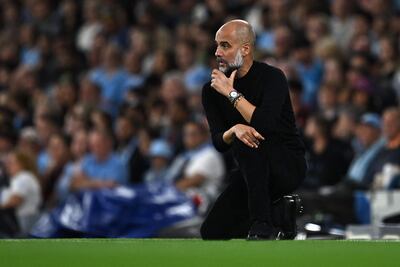 Pep Guardiola, entrenador del Manchester City, durante el partido contra el Newcastle por la segunda fecha de la Premier League en el Etihad Stadium, en Manchester, Inglaterra.