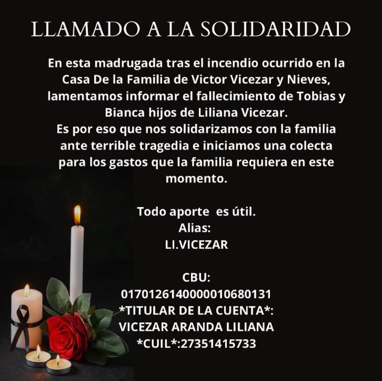 Tobías y Bianca, los nietos de la pareja paraguaya, fallecieron en un incendio esta madrugada.