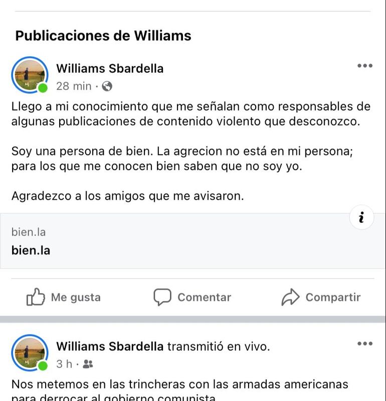 Investigado negó los posteos a través de sus cuentas oficiales.