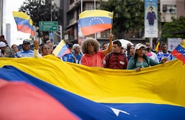 Partidarios del presidente venezolano Nicolás Maduro durante una protesta ayer domingo en Caracas.