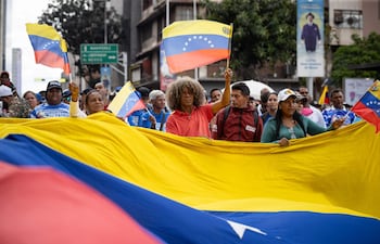 Partidarios del presidente venezolano Nicolás Maduro durante una protesta ayer domingo en Caracas.
