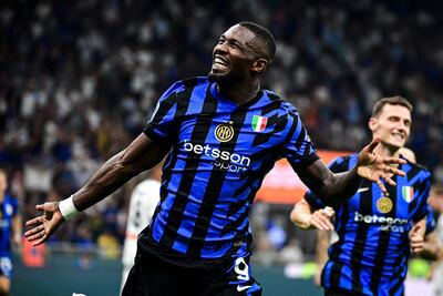 Marcus Thuram festejando uno de los goles del Inter de Milán