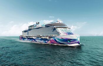 Imagen cedida por la naviera estadounidense Norwegian Cruise Line (NCL) que muestra una ilustración del crucero Aura, actualmente en construcción en Italia. Norwegian Cruise Line (NCL) estrenará su barco más grande y largo, con capacidad para 3.840 pasajeros, que iniciará operaciones desde Miami a partir de junio de 2027 con itinerarios por el Caribe.