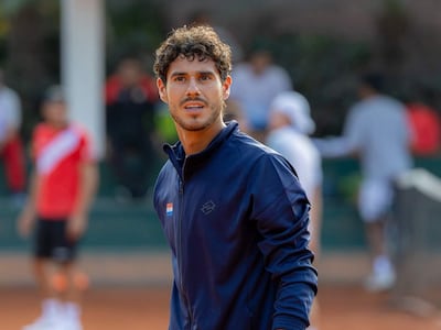 Adolfo Daniel Vallejo, tenista paraguayo, en el entrenamiento de Paraguay antes de disputar la Copa Davis contra Perú por el Grupo Mundial I.