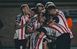 El paraguayo Rodrigo Bogarín (18), futbolista de Barracas Central, celebra un gol en el partido frente a Audax Italiano por la fecha 3 de la fase de grupos de la Copa Sudamericana 2026 en el estadio Florencio Solá, en Banfield, Argentina.