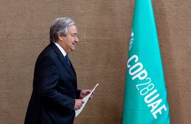 Antonio Guterres, secretario general de la ONU, durante la COP28 en Dubái, Emiratos Árabes Unidos.