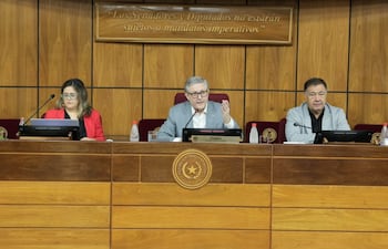 Autoridades de la Comisión Especial del Congreso que investiga la Mafia de los Pagarés. Foto Prensa Senado.