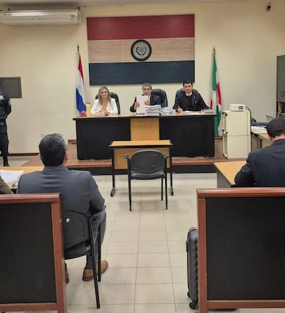 Integrantes del Tribunal Colegiado de Paraguarí: los magistrados Fabiola Quintero, Antonio Benítez (presidente) y Pedro Nazer.
