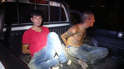 Justo Germán Benítez Méndez y Maximiliano González, alias Guachiturro, supuestos implicados en el asesinato de Derlis Aranda, chofer de Bolt.