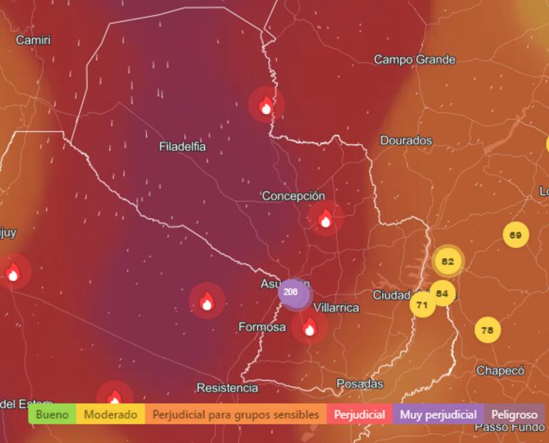 La calidad del aire en Paraguay este martes 1 de octubre.