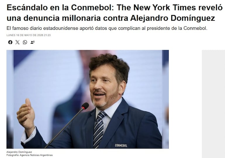 Alejandro Domínguez New York Times denuncia repercusión medios