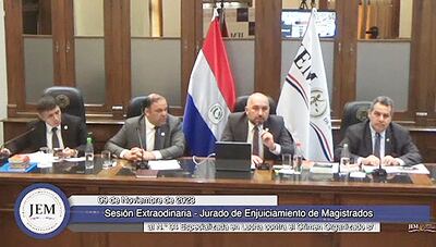 Oscar Paciello, Mario Varela, Orlando Arevalo y Alfredo Enrique Kronawetter, en la sesion extraordinaria del JEM que tuvo que ser suspendida por falta de cuórum mínimo.