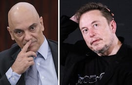 El juez del Tribunal Supremo de Brasil Alexandre de Moraes (i) y el empresario tecnológico estadounidense Elon Musk. Starlink, la empresa de Elon Musk que ofrece servicios de internet, dijo este martes que está cumpliendo con la orden judicial que bloquea la red social X en Brasil y que ha iniciado un proceso en la Corte Suprema de ese país para descongelar sus activos.
