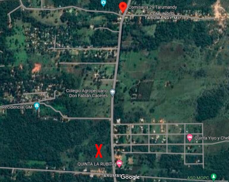 Vista aérea de la propiedad invadida, a menos de un kilómetro de la Comisaría 29 de Luque.